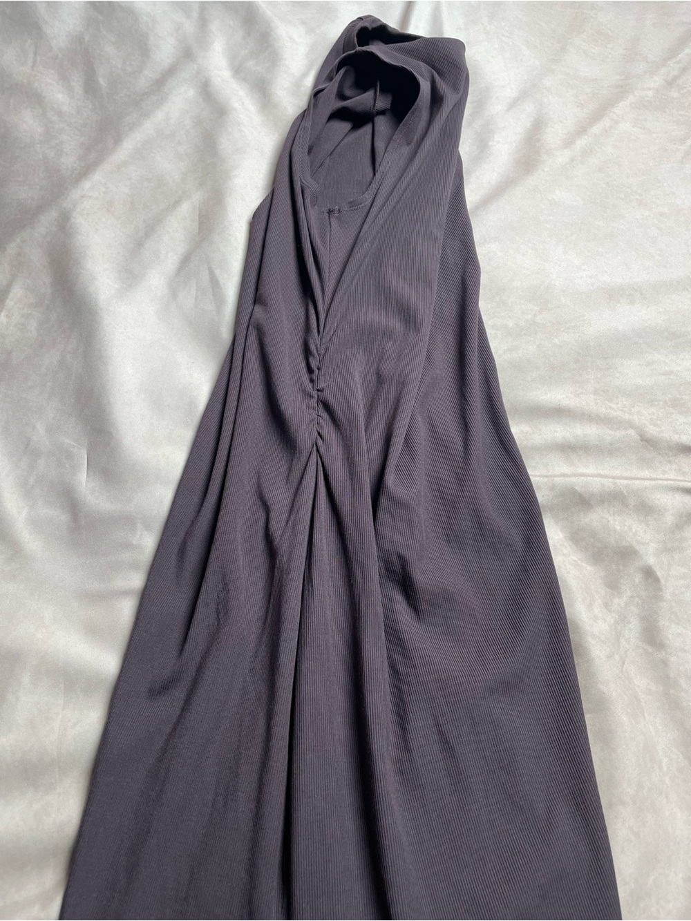 Vuori Sleeveless Maxi Dress – Plum Charcoal, Size S, Ribbed Stretch - Picture 12 of 13